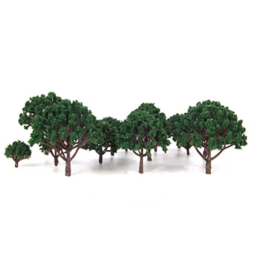 LIOOBO 20PCS Modelo árboles en Miniatura Paisaje Paisaje Tabla Verde Modelo árbol 3cm-8cm (Verde Oscuro)