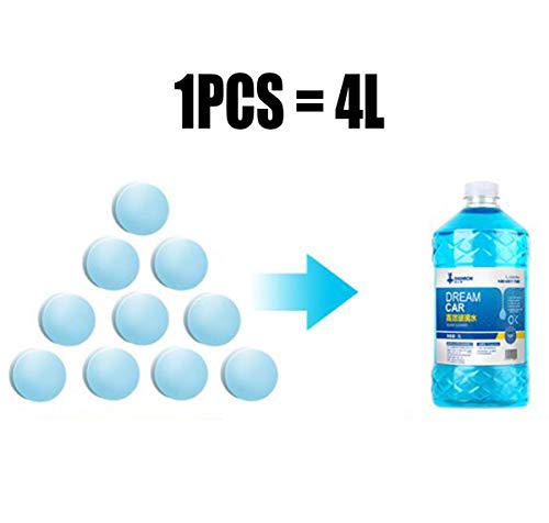 Liuer 100PCS Liquido Limpiaparabrisas Coche Sólido de Coche Limpiacristales de Coche Pastillas Concentradas Efervescentes Multifuncionales de Limpieza para Limpia Parabrisas Coche(1PCS=4Litros)