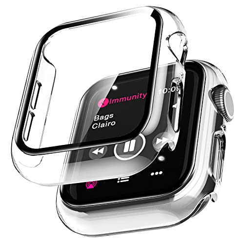 LϟK 2 Pack Funda Protector de Pantalla de Cristal Templado Incorporado para Apple Watch 40mm Series 6 5 4 SE - Estuche Protector General para PC Duro HD Ultra-Thin Carcasa para iWatch 40mm - Claro