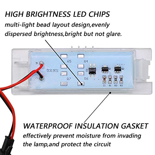 LncBoc Bombillas LED para matrícula de matrícula, luces traseras 18SMD 4014 6000K blanco frío para Zafira B, Astra H, Corsa D, Insignia, Corsa -C, Meriva-A, Tigra-B, Vectra-c, 2 unidades