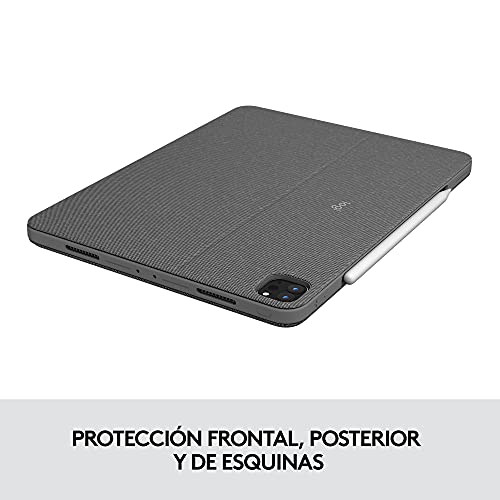 Logitech Combo Touch Funda con Teclado para iPad Pro 11 pulgadas 1a, 2a, 3a gen 2018, 2020, 2021, Teclado Retroiluminado Extraíble, Trackpad, Smart Connector, Disposición QWERTY Español Gris