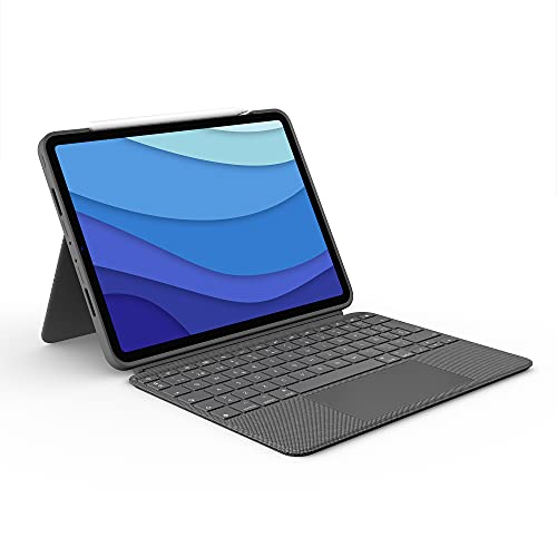 Logitech Combo Touch Funda con Teclado para iPad Pro 11 pulgadas 1a, 2a, 3a gen 2018, 2020, 2021, Teclado Retroiluminado Extraíble, Trackpad, Smart Connector, Disposición QWERTY Español Gris