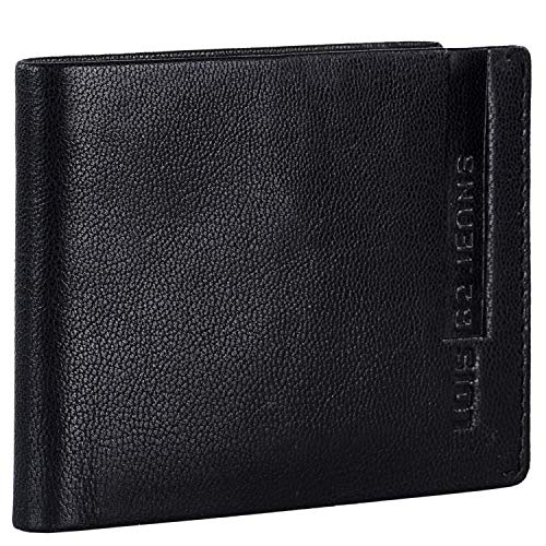 Lois - Cartera para Hombre Piel Genuina de Marca LOIS Cuero Delgada para Llevar Tarjetas y Billetes. Bloqueo Antiescaneo de Seguridad RFID 202687, Color Negro