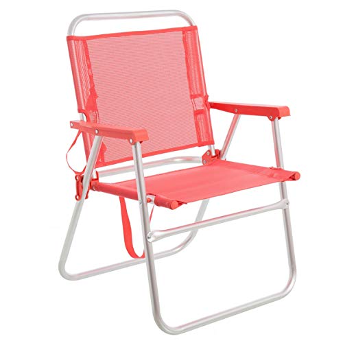 LOLAhome Silla de Playa Plegable Coral de Aluminio de 78x57x50 cm