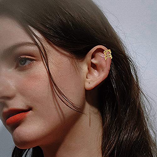 LOLIAS Mujer Pendientes Aro Pequeños Ear Cuff Pendientes Clip Falso Helix Puños de Cartílago Pendientes Hipoalergénicos Oro de 18 Quilates Pendientes Sin Agujero Mujer No Piercing Aretes