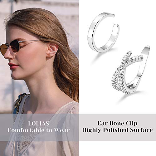 LOLIAS Mujer Pendientes Aro Pequeños Ear Cuff Pendientes Clip Falso Helix Puños de Cartílago Pendientes Hipoalergénicos Pendientes Sin Agujero Mujer No Piercing Aretes Plata/Oro/Oro Rosa