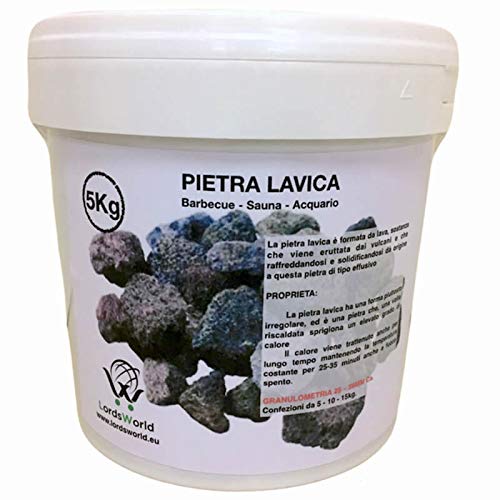 LordsWorld - Pietra Lavica - Pietra Lavica para la Barbacoa, Sauna y decoración del Acuario - Roca de la Lava para la Barbacoa y el Gas Estufas (Peso - 5Kg)