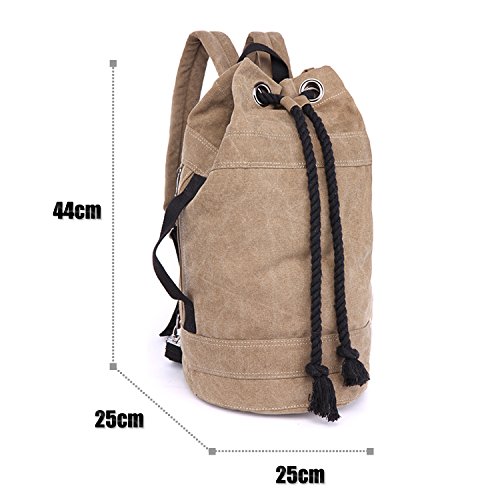 LOSMILE Lona Bolsos Mochila Hombre Mujer Bolsos Bandolera Bolsas de Cuerdas Bolsas de Viaje Bolsas de Gimnasia Mochilas Tipo Casual Mochilas para Deportes y Aire Libre.(L-Marrón)