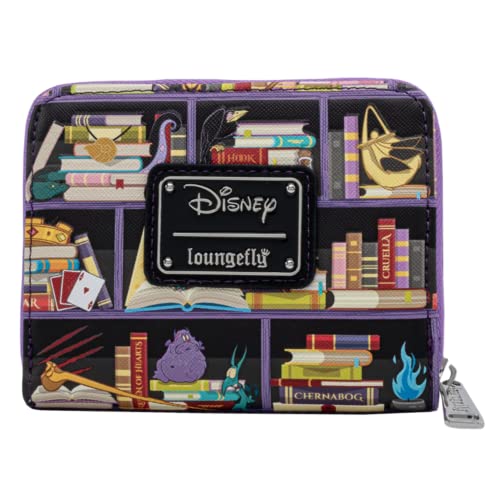 Loungefly Cartera con cremallera de libros de villanos de Disney