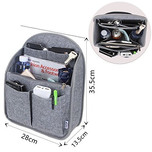 Luxja Organizador de Bolsos, Organizador de Mochila, Inserto Organizador de Fieltro para Mochila, Suficientemente Grande para Papel A4, Gris