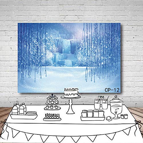 LYWYGG 7x5FT Navidad Telones De Fondo Mundial De Fotografia Invierno Nieve Colgante De Cristal De Hielo Congelado Mundo Telones Fondo para Niños Foto CP-12