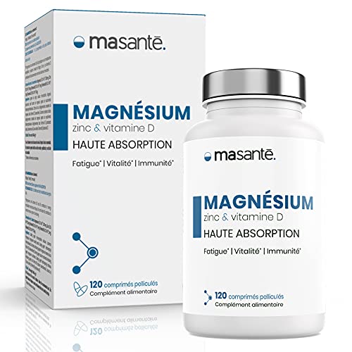 MA SANTÉ Magnesio 120 comprimidos | Complemento alimenticio vegano de alta absorción | Triple acción: reduce la fatiga - la vitalidad - la inmunidad