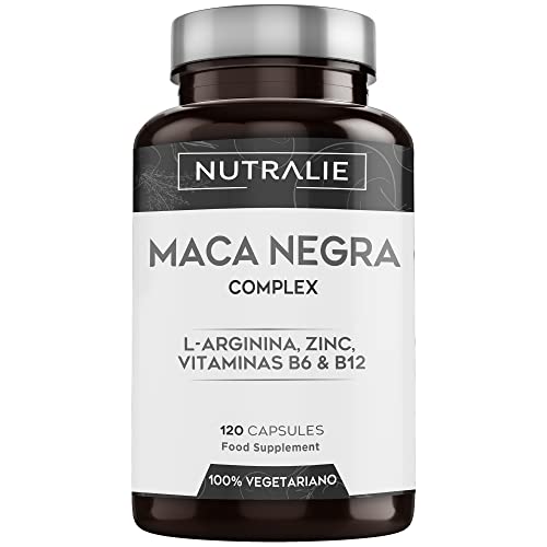 Maca Negra Andina |PREMIO 2021| 24.000mg Altamente Concentrada 20:1 - Máxima Energía y Rendimiento - Potencia Vigor y Libido - Maca Peruana Pura con L-Arginina para Hombres |120 Cápsulas Nutralie