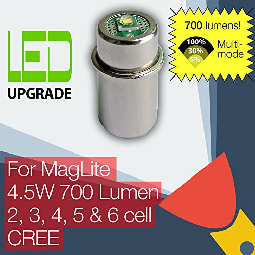 MagLite Bombilla LED de conversión/actualización 700LM 2D/2C 3D/3C 4D/4C, 5D, 6D Cell antorcha/linterna CREE XP-G2 CNC (modo único)