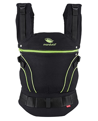 manduca First Portabebe > BlackLine ScreaminGreen < Mochila Portabebes con Cinturon Ergonomico & Extension de Espalda, Algodón Orgánico, para bebés de 3,5 a 20 kg (negro-verde neón)