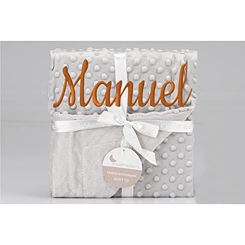 Manta de Bebe Personalizado con su Nombre Bordado, Manta de copito (Manta + DouDou) (Manta Modelo Erizo)