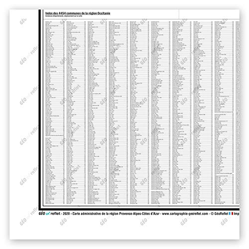 Mapa de Francia Murale – Mapa administrativo – Región Occitania – Modelo Vintage – Póster plastificado – Gran formato 120 x 120 cm