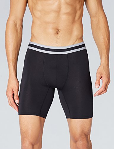 Marca Amazon - find. Bóxer Largos de Deporte para Hombre, Pack de 2, negro, L, Label: L