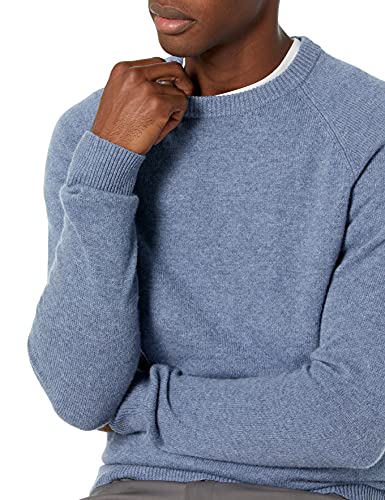 Marca Amazon - Goodthreads - Jersey de lana de cordero con cuello redondo para hombre, Azul (light blue), Large