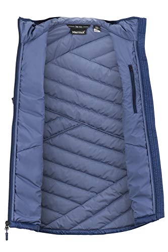 Marmot Wm's Highlander Hoody Vest Chaleco De Plumas Aislante Ligero, 700 Pulgadas Cúbicas, Exteriores, Anorak Resistente Al Agua, Resistente Al Viento, Mujer, Arctic Navy, M