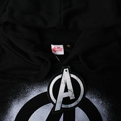 Marvel Capucha con Logotipo de los Vengadores Sudadera, Negro (Black Blk), M para Hombre