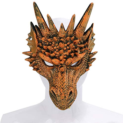 Máscara de dragón 3D unisex para adultos, máscara de fiesta de Halloween, máscara de dragón, disfraz de fiesta para Mardi Gras, talla única (amarillo dragón)