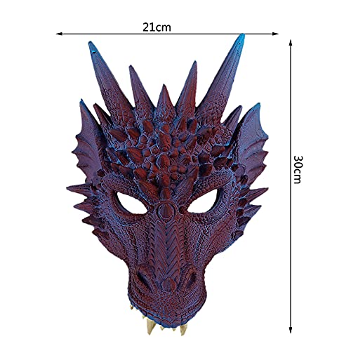 Máscara de media cara de dragón 3D, máscara de fiesta para cosplay, disfraz de cosplay, para adultos, hombres, máscara de media cara (morado)