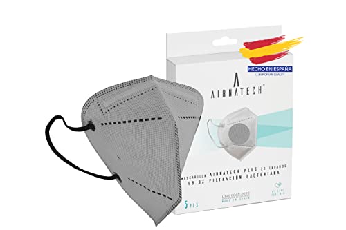 Mascarilla Air Plus - Alta Respirabilidad +56% - Protección 99,9% - Reutilizable 20 Lavados y Hasta 16 Horas de Uso Continuado - Fabricada en España - Certificada por AITEX