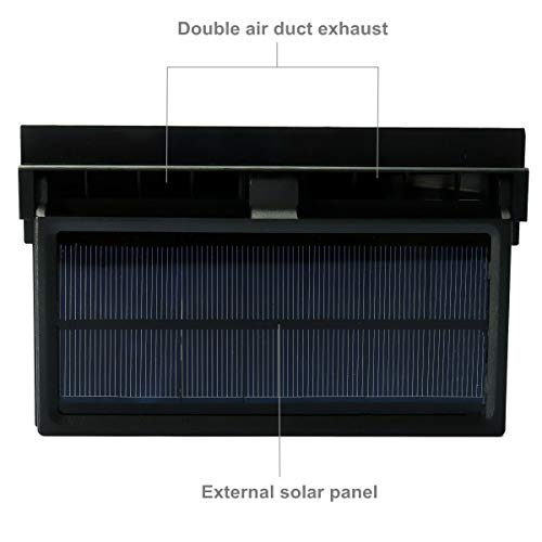 MASO Ventilador de escape de coche con energía solar, ventilador de radiador de coche, radiador de ventilación de aire de ahorro de energía purificadores de aire 2W ABS (negro)