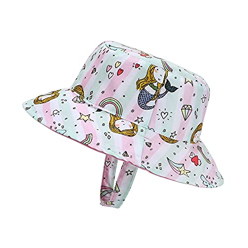 MASOCIO Sombrero Bebe Niña de Sol Verano Gorro Gorrito Bebé Reversible Exteriores Playa Edad 0-6 Meses Rosa