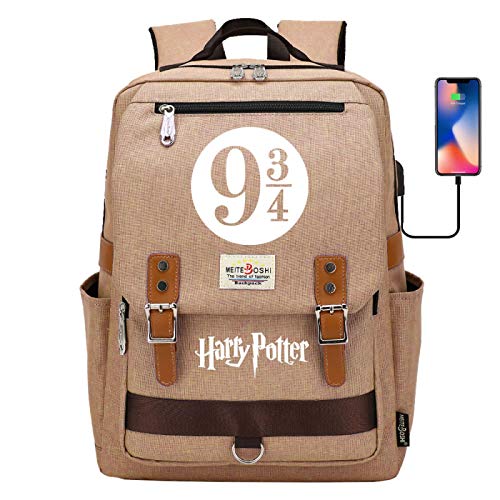 Material Escolar para niños Mochila Escolar, Hogwarts School Mochila Impresa en 3D Mochila de Viaje y Ocio para niños y niñas (Logo # G) Caqui