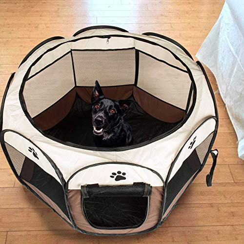 Mediawave Store – Caseta plegable para perros o mascotas pequeños, 76 x 58 cm, plegable, color beige