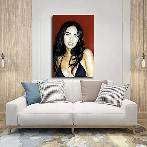 Megan Fox Bikini (14) Póster de lona para dormitorio, deportes, paisaje, oficina, habitación, decoración, regalo, 60 x 90 cm, marco1