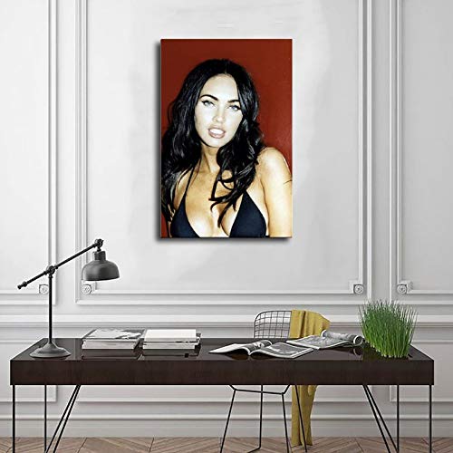 Megan Fox Bikini (14) Póster de lona para dormitorio, deportes, paisaje, oficina, habitación, decoración, regalo, 60 x 90 cm, marco1