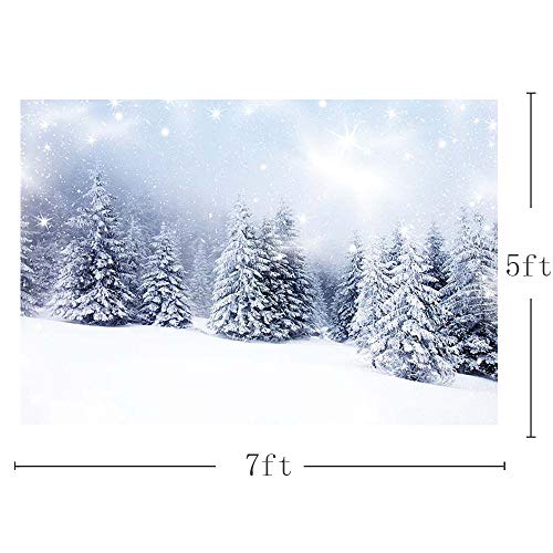 MEHOFOTO - Fondo para estudio fotográfico con diseño de fantasía invernal de paisaje de bosque de pinos con nieve. Decoración de fondo para fotografías, 2,2 m x 1,5 m