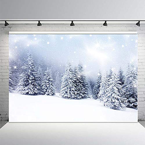 MEHOFOTO - Fondo para estudio fotográfico con diseño de fantasía invernal de paisaje de bosque de pinos con nieve. Decoración de fondo para fotografías, 2,2 m x 1,5 m