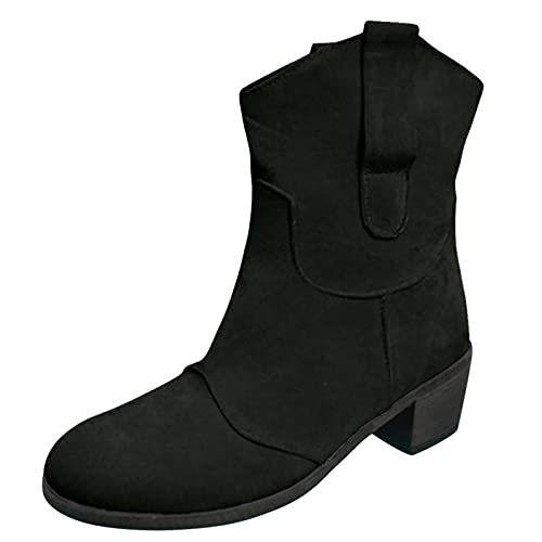 MEIPIQI Zapatos para mujer, estilo europeo y americano, zapatos para mujer, botines informales, retro, botines romanos, sin cordones, tallas 37-42, Negro , 38 EU