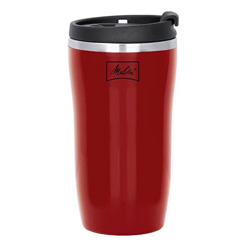 Melitta térmica 250ml Taza Isotérmica de 250 ml, Base Antideslizante, Antigoteo, Totalmente Hermético, Rojo, 0.25 litros, Plástico