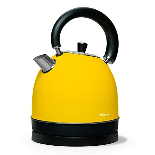 Mellerware - Hervidor Eléctrico INOX Spring! 2200W | Indicador Nivel de Agua | 0-100ºC Calentamiento Rápido <3 min 1.8L | Base 360º | Libre BPA | Kettle Diseño Tetera Elegante | Amarillo