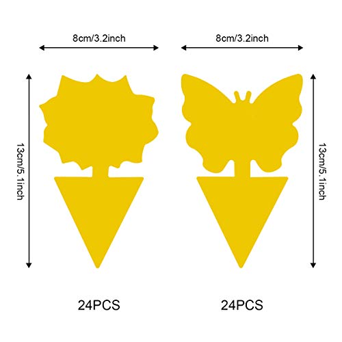 Mengxin 48 Piezas Trampas Adhesivas para Insectos Enchufables Atrapa Moscas Adhesivo Anti Moscas Plantas Amarillo de Doble Cara para Proteger Plantas