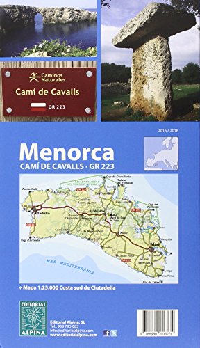 Menorca. Camí de Cavalls. GR-223. Català. Mapa de carreteras. Escala 1:50.000. Editorial Alpina.