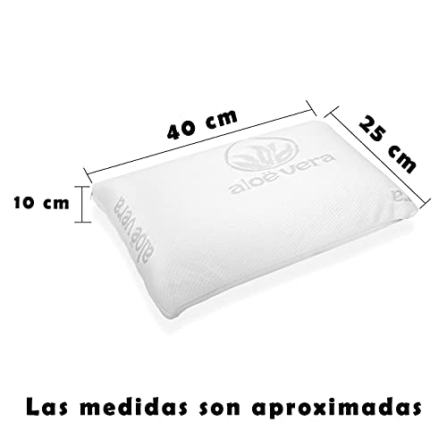 MERCURY TEXTIL - Almohada viscoelástica con Tejido de Aloe Vera, termoregulable adaptabilidad al Cuello de Alta recuperación. (Almohada Viaje)