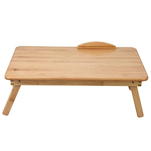 Mesa de Cama portátil, Plegable, de bambú Natural, Altura Ajustable, Soporte de Escritorio para Ordenador portátil, 50 x 30 cm