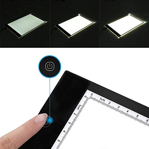 Mesa de Luz Dibujo A4, LED Tableta de Luz de Iluminación de la Caja de Alimentación Micro USB Ideal para Animacion Tatoo Dibuja