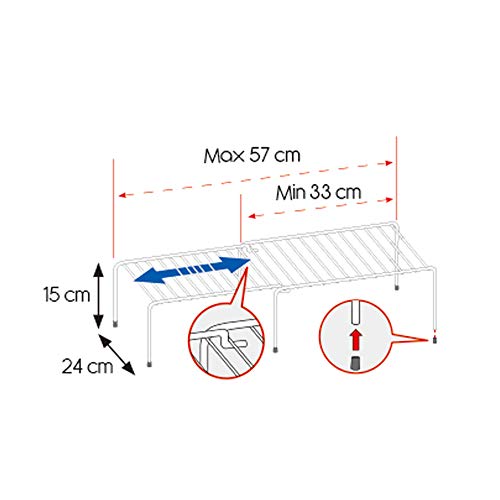 Metaltex Adapto Estante Extensible, Plata, 57/33x24x15