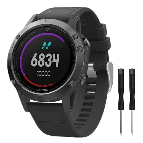 METEQI Correa Compatible con Garmin Fenix 5,22mm Silicona Reemplazo Banda para Garmin Fenix 5/Fenix5 Plus/Forerunner 935/Approach S60/Quatix 5 (Negro)