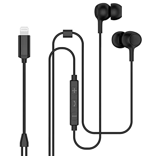 MFI Lightning Earphone Stereo Bass Mfi Certified In Ear Noise Cancelling Ear Buds with Microphone Volume Control 8 Pin Headphone with Mic Compatible for iPhone XS MAX, XR, X, 8 Plus, 7 Plus