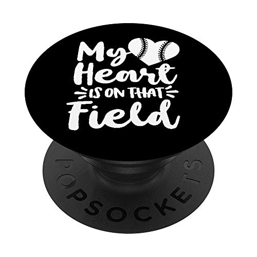 Mi corazón está en ese campo de béisbol softbol t bola madre PopSockets PopGrip Intercambiable