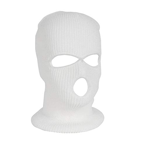 Mil-Tec - Pasamontañas "Balaclava" de acrílico, con 3 agujeros, para hombre, color blanco