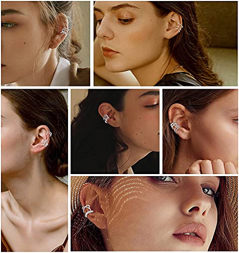 MILACOLATO 20 Ear Cuff Pendientes Ajustables para Orejas para Mujer, Ajustable Earcuffs con Clip Falso en Cartílago Hélice Pendientes de Oreja de Oro/Plata/Oro Rosa